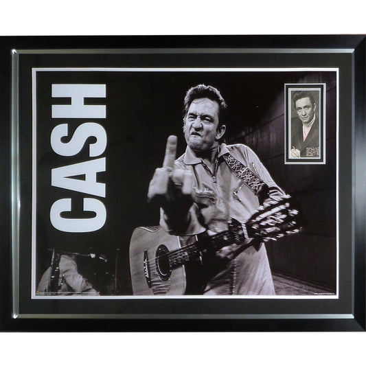 Johnny Cash Full-Size Music Poster Deluxe Framed with Autograph - JSA