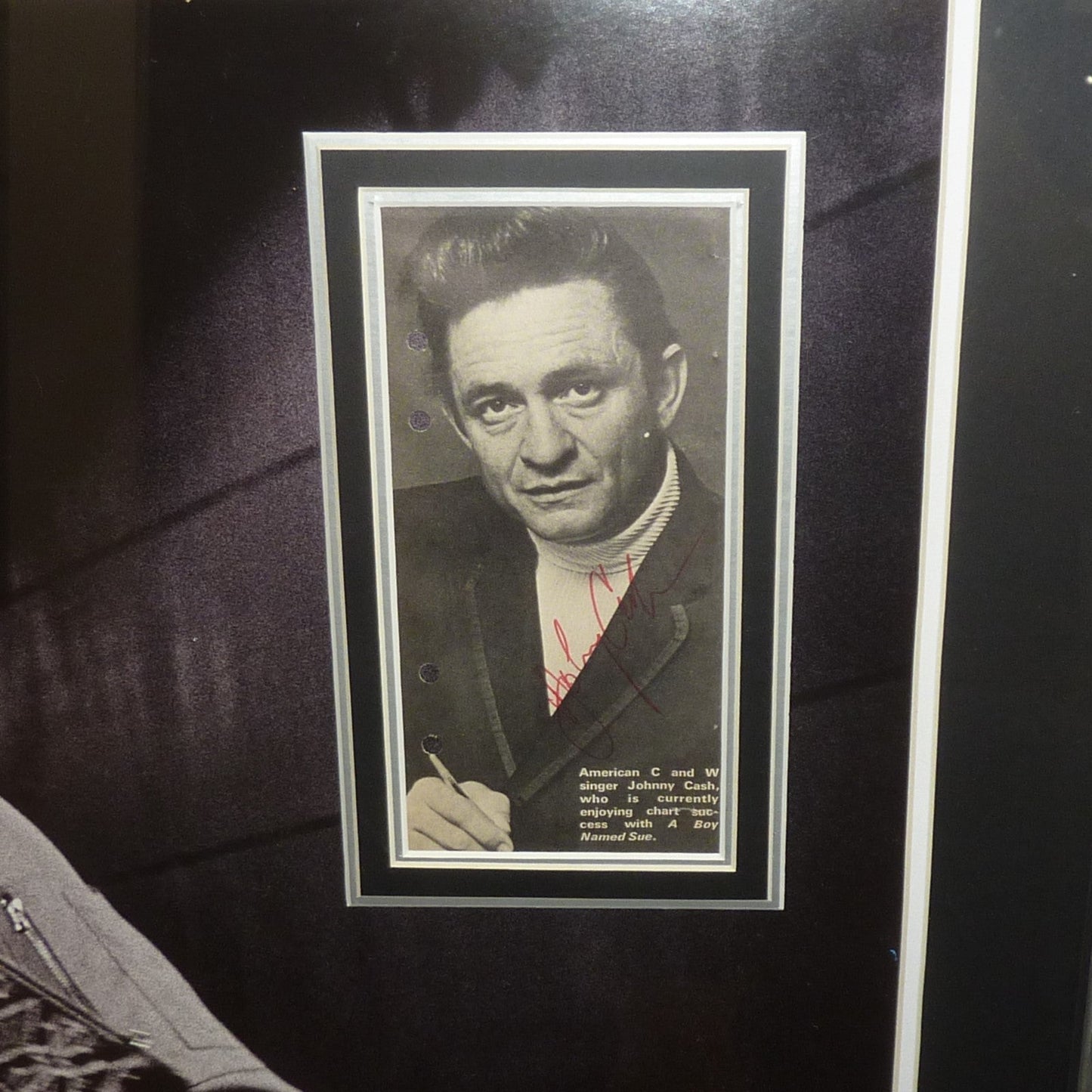 Johnny Cash Full-Size Music Poster Deluxe Framed with Autograph - JSA