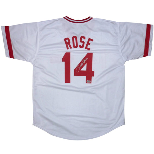 Pete Rose Autographed Cincinnati “Hit King” (White #14) Custom Jersey - Silver Signature – JSA