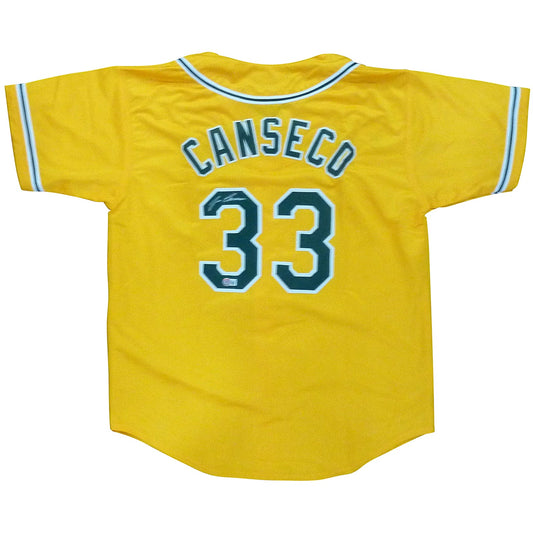Jose Canseco Autographed Oakland (Yellow #33) Custom Jersey- JSA