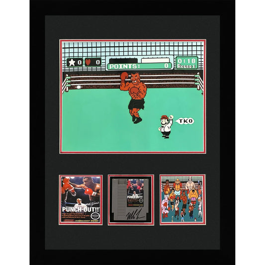 Mike Tyson Autographed Original Nintendo Game Cartridge Deluxe Framed in Punchout Shadowbox Display - JSA
