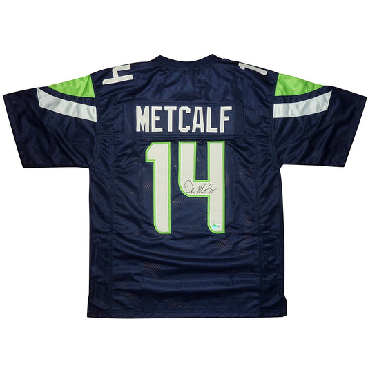 DK Metcalf Autographed Seattle (Blue #14) Custom Jersey - Beckett