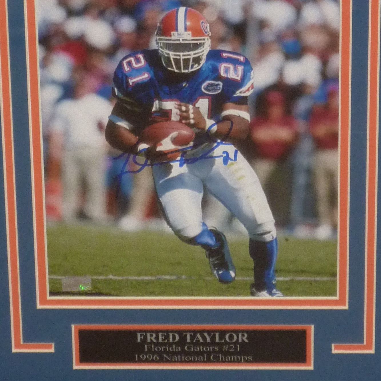 Fred Taylor Autographed Florida Gators Deluxe Framed 8x10 Photo