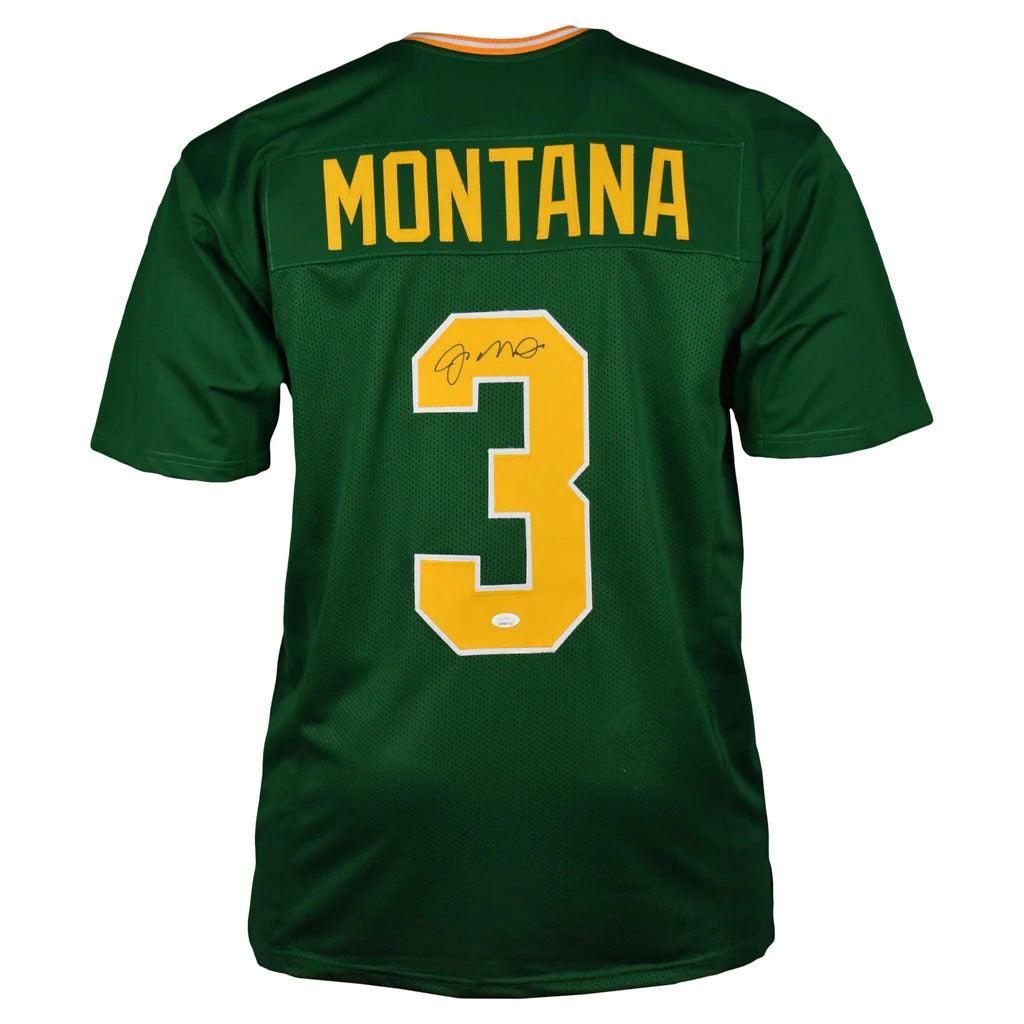 Joe Montana Autographed Notre Dame (Green #3) Custom Football Jersey - JSA