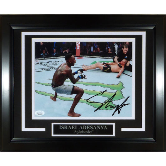 Israel Adesanya Autographed UFC (vs Whittaker) Deluxe Framed 8x10 Photo - JSA