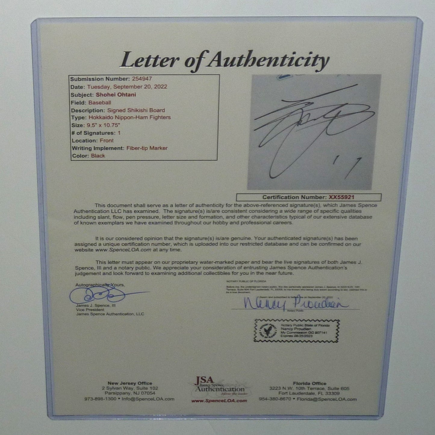 Shohei Ohtani Autographed Hokkaido Fighters Shikishi Board Deluxe Framed with Los Angeles Angels Kanji Art Poster - JSA LOA