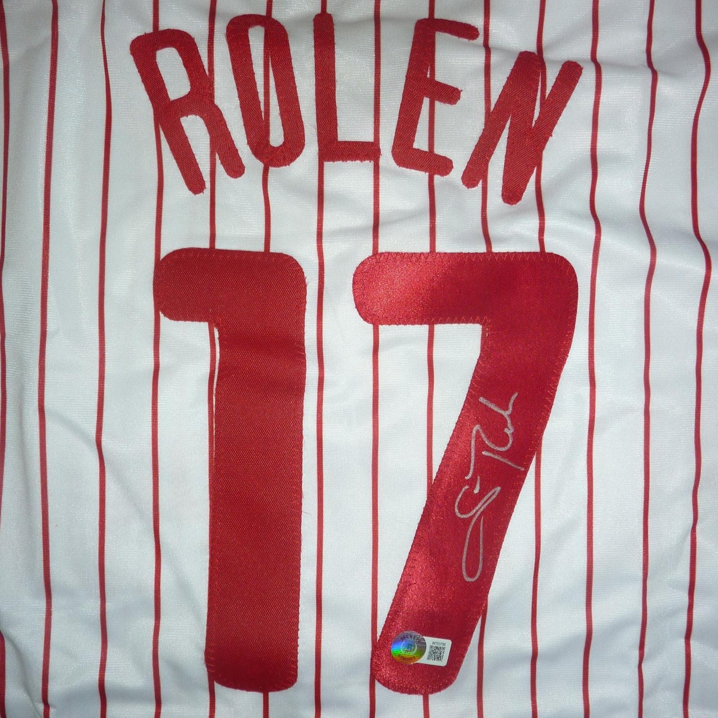 Scott Rolen Autographed Philadelphia (White Pinstripe #17) Custom Jersey - JSA