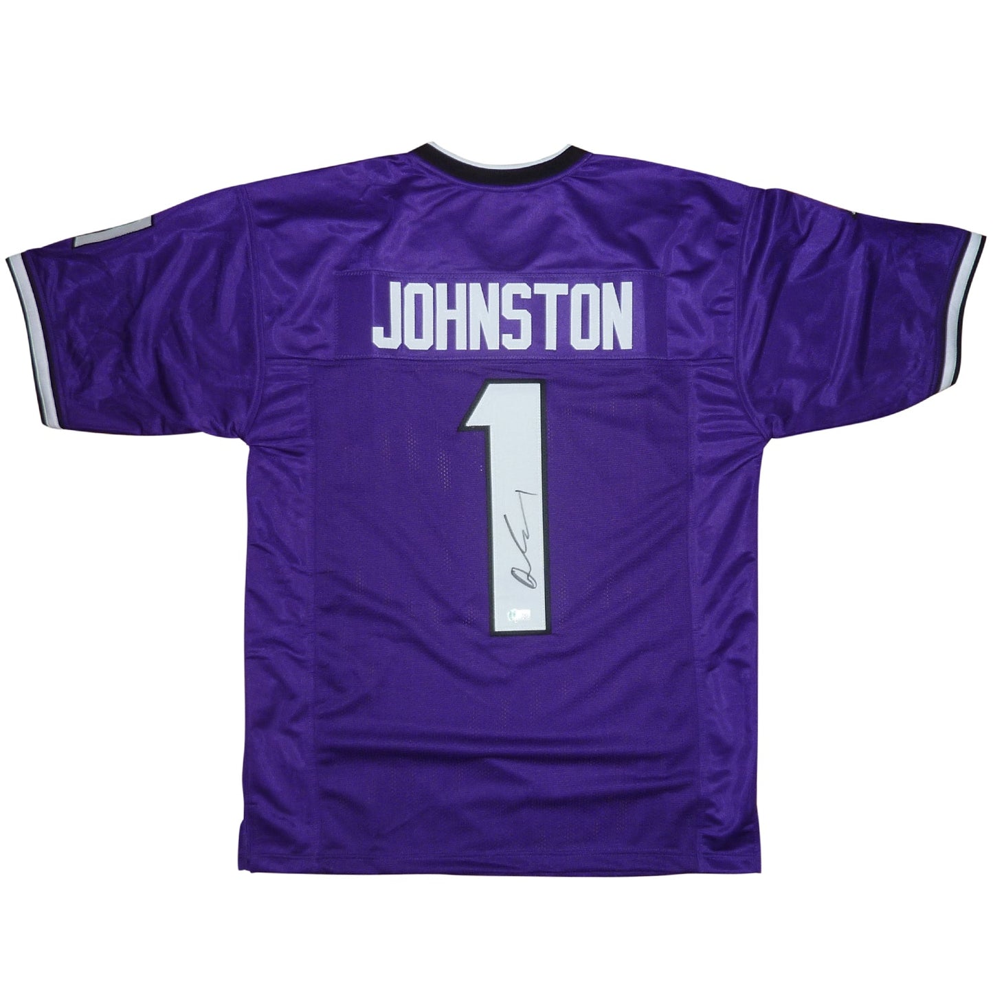 Quentin Johnston Autographed TCU Horned Frogs (Purple #1) Custom Jersey - Beckett
