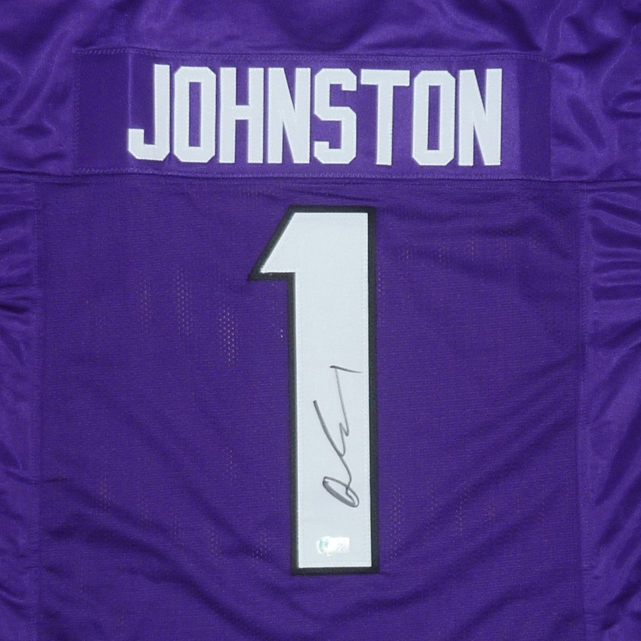 Quentin Johnston Autographed TCU Horned Frogs (Purple #1) Custom Jersey - Beckett