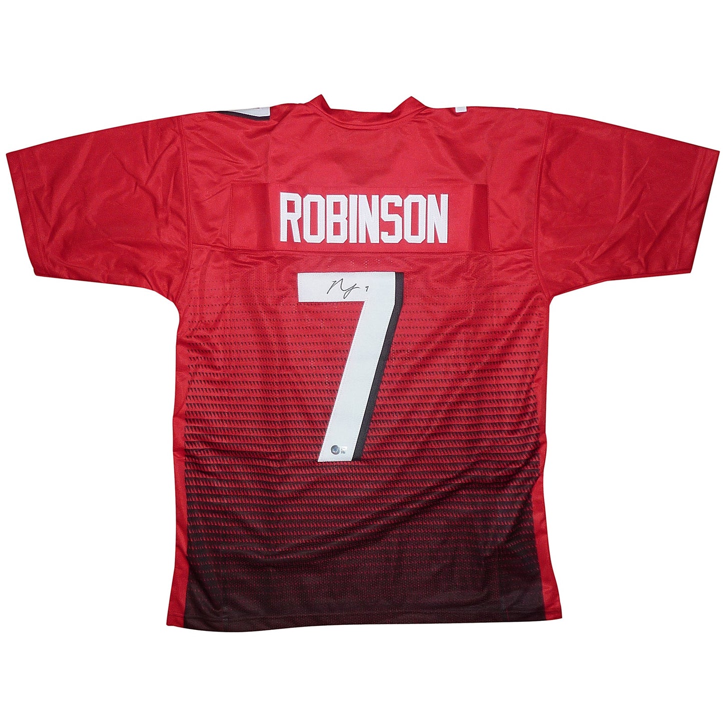 Bijan Robinson Autographed Atlanta (Red #7) Custom Jersey - BAS Witness