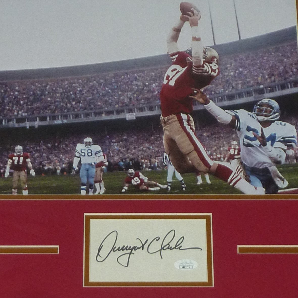 Dwight Clark San Francisco 49ers (The Catch) 11x14 Photo Deluxe Framed with Autograph - JSA