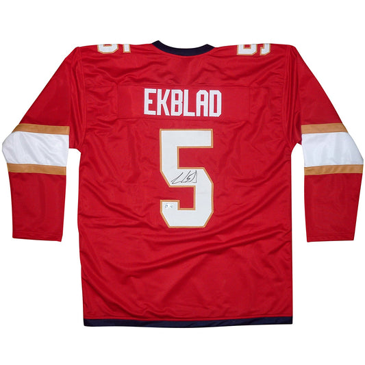 Aaron Ekblad Autographed Florida (Red #5) Custom Jersey - JSA