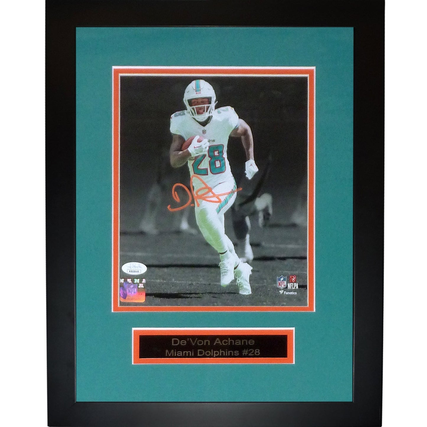 De'Von Achane Autographed Miami Dolphins (Spotlight) Deluxe Framed 8x10 Photo - JSA
