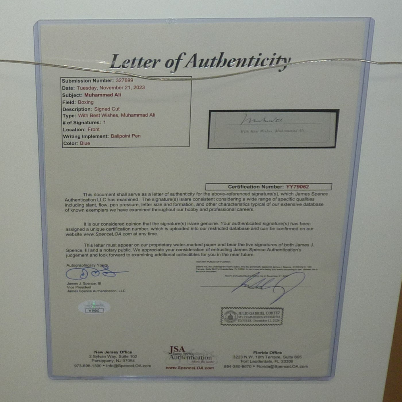 Muhammad Ali Autographed Boxing Over Liston Deluxe Framed 11x14 Poster Piece - JSA Letter