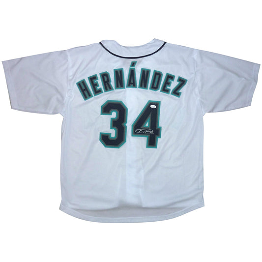 Felix Hernandez Autographed Seattle "King Felix" (White #34) Custom Jersey - Beckett