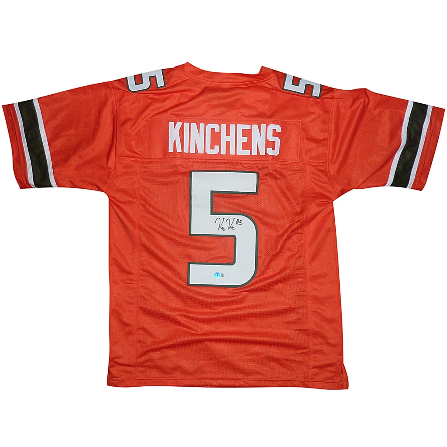 Kamren Kinchens Autographed Miami (Orange #5) Custom Jersey - JSA