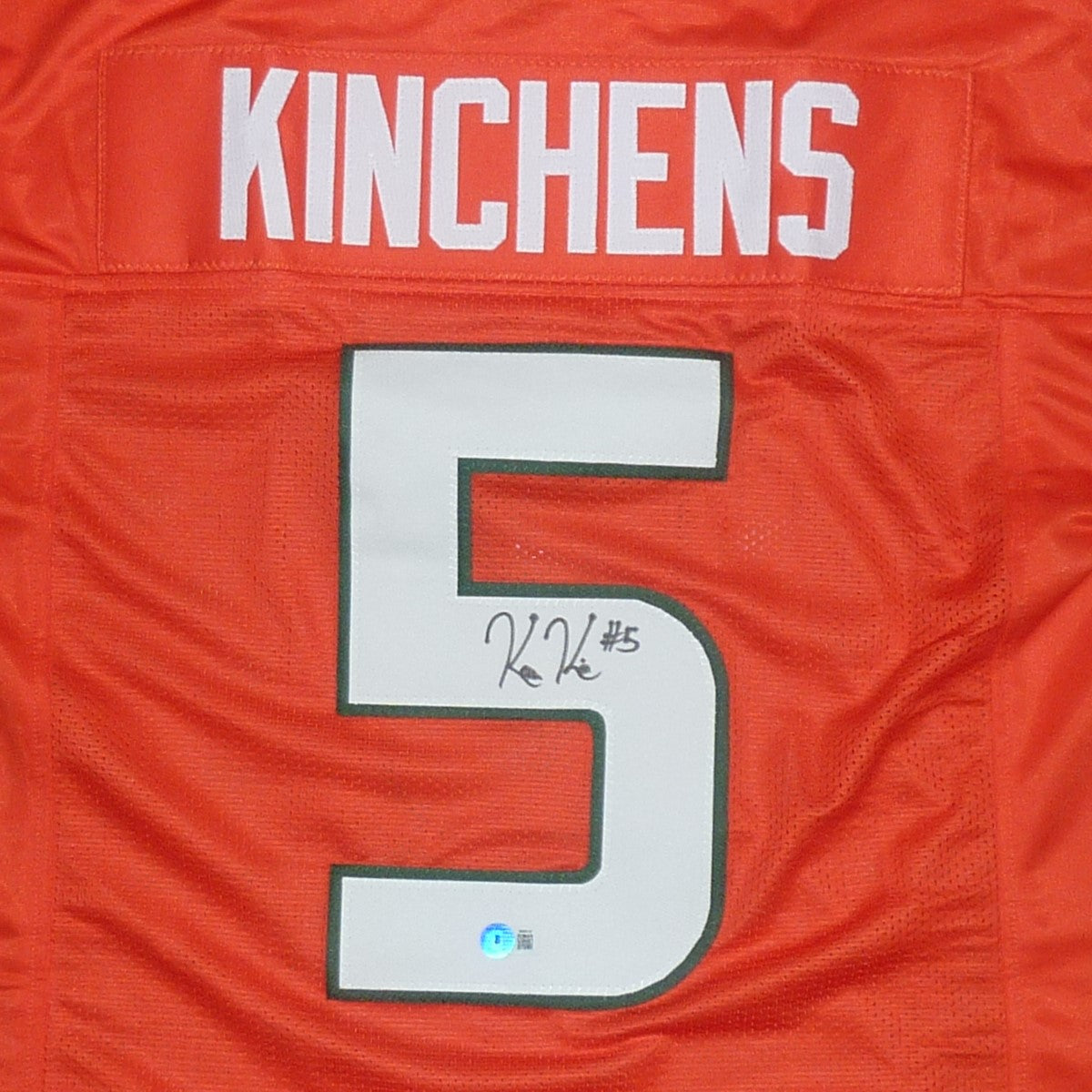 Kamren Kinchens Autographed Miami (Orange #5) Custom Jersey - JSA