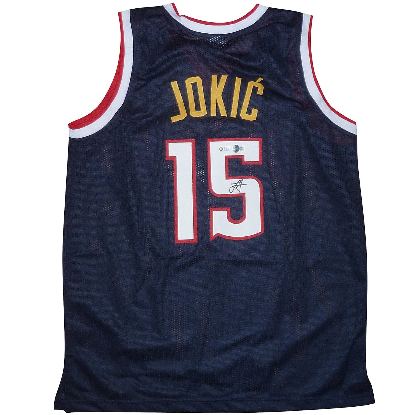 Nikola Jokic Autographed Denver (Blue #15) Custom Jersey - Beckett