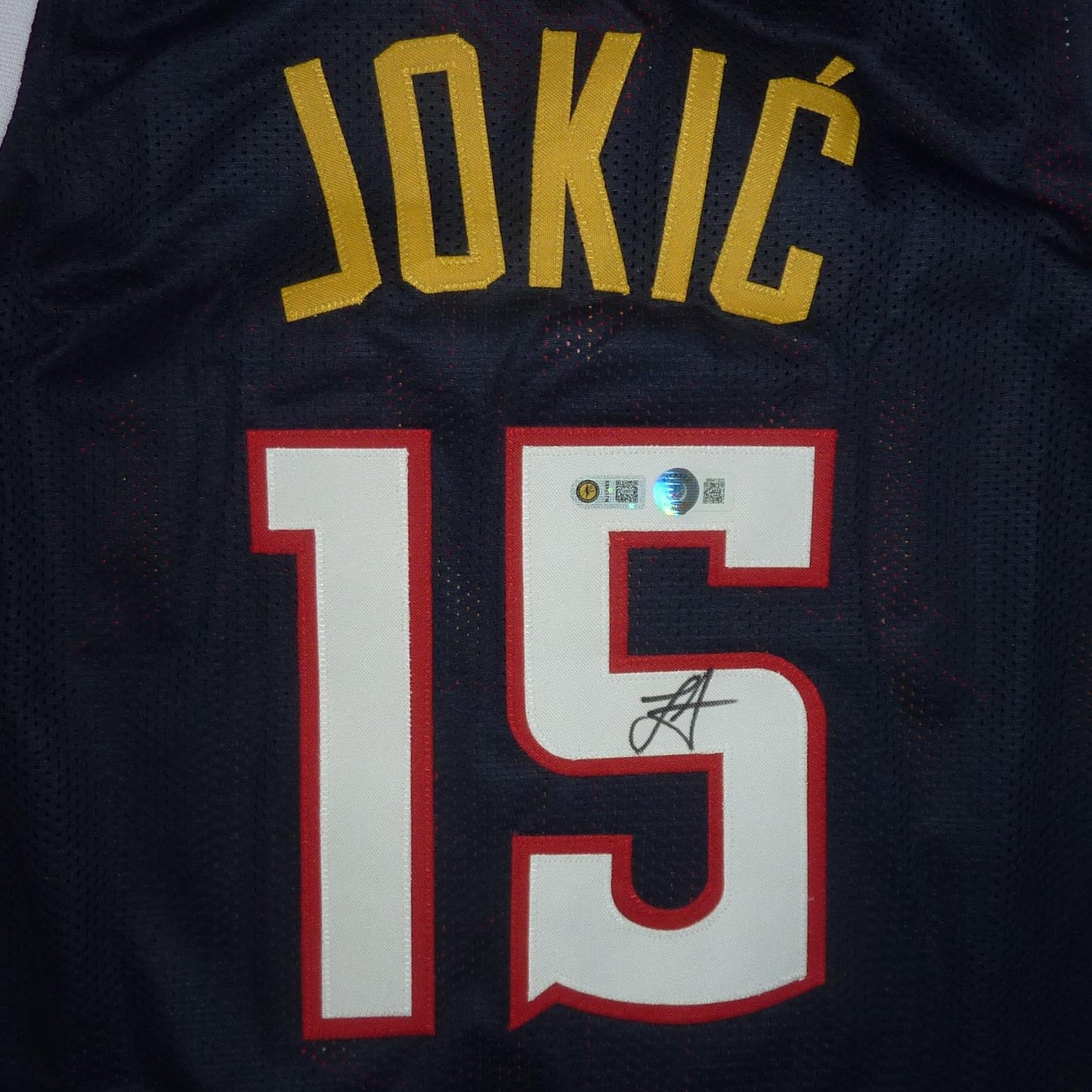 Nikola Jokic Autographed Denver (Blue #15) Custom Jersey - Beckett