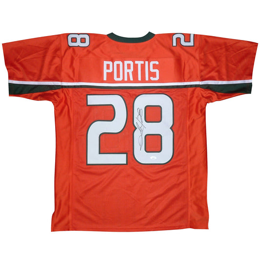 Clinton Portis Autographed Miami Hurricanes (Orange #28) Custom Jersey - JSA