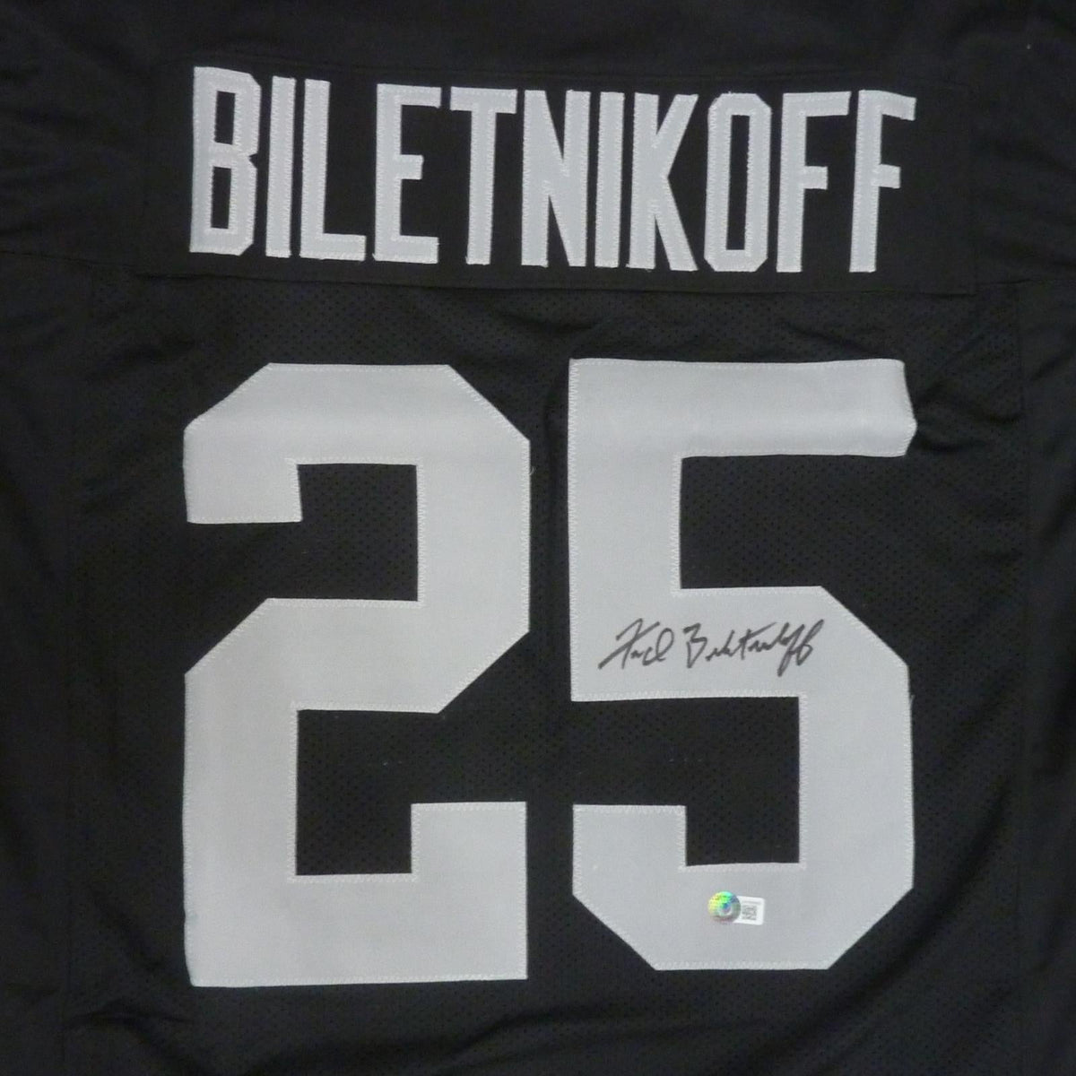 Fred Biletnikoff Autographed Oakland (Black #25) Custom Jersey - TriStar
