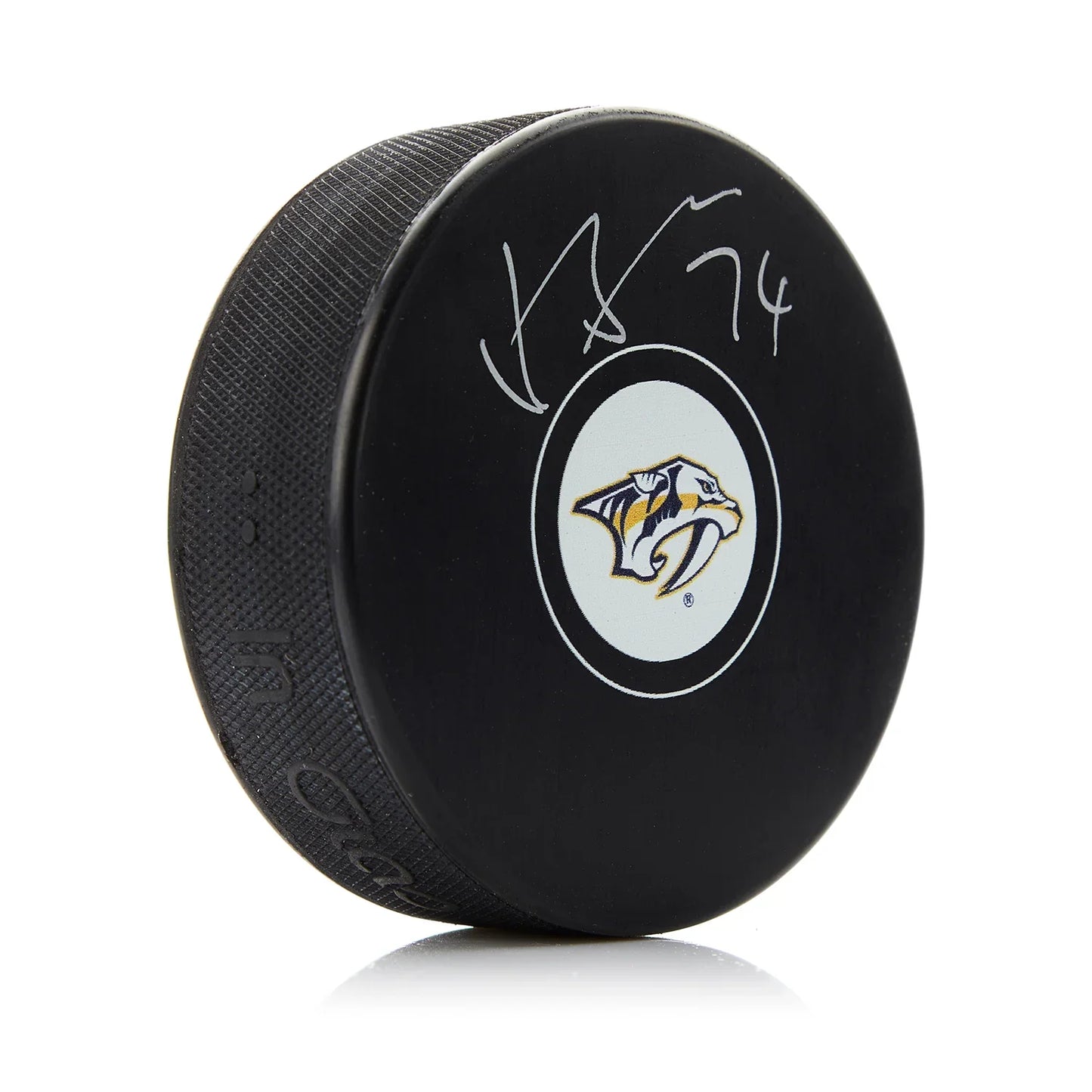 Juuse Saros Autographed Nashville Predators Hockey Puck - JSA