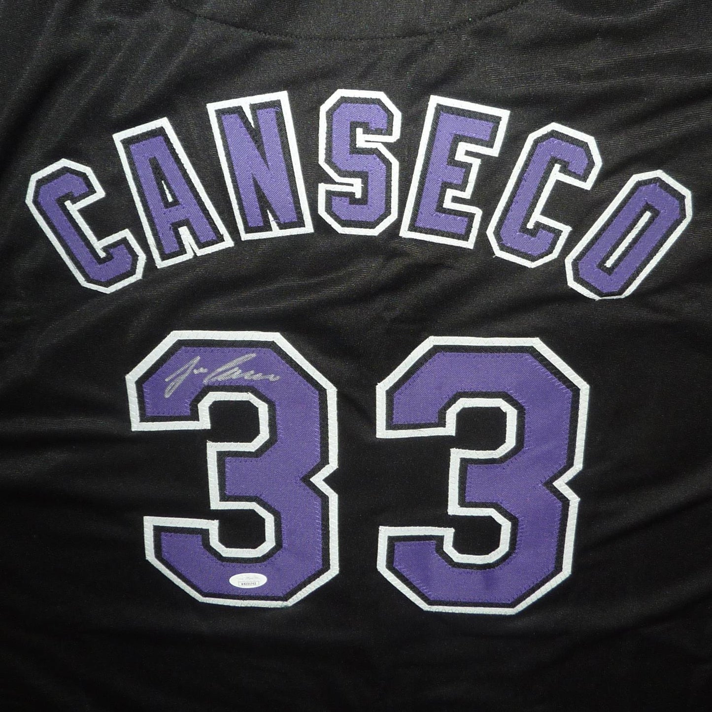 Jose Canseco Autographed Tampa Bay (Black #33) Custom Jersey - JSA