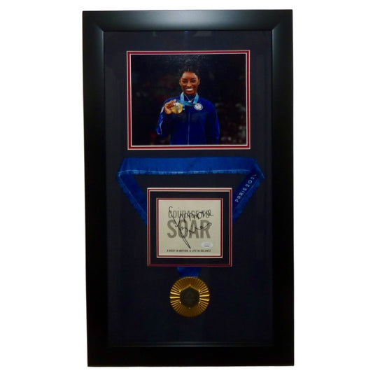 Simone Biles Autograph Deluxe Framed with Replica Paris Olympics Gold Medal and 8x10 Photo - JSA