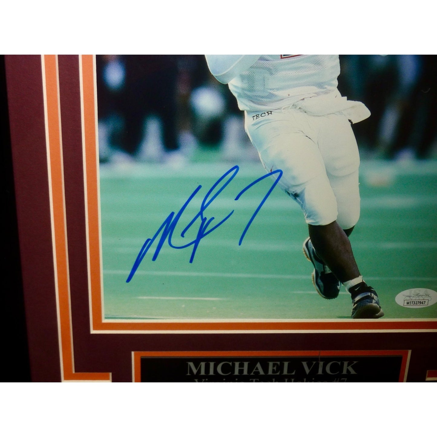 Michael Vick Autographed Virginia Tech Hokies Deluxe Framed 8x10 Photo - JSA