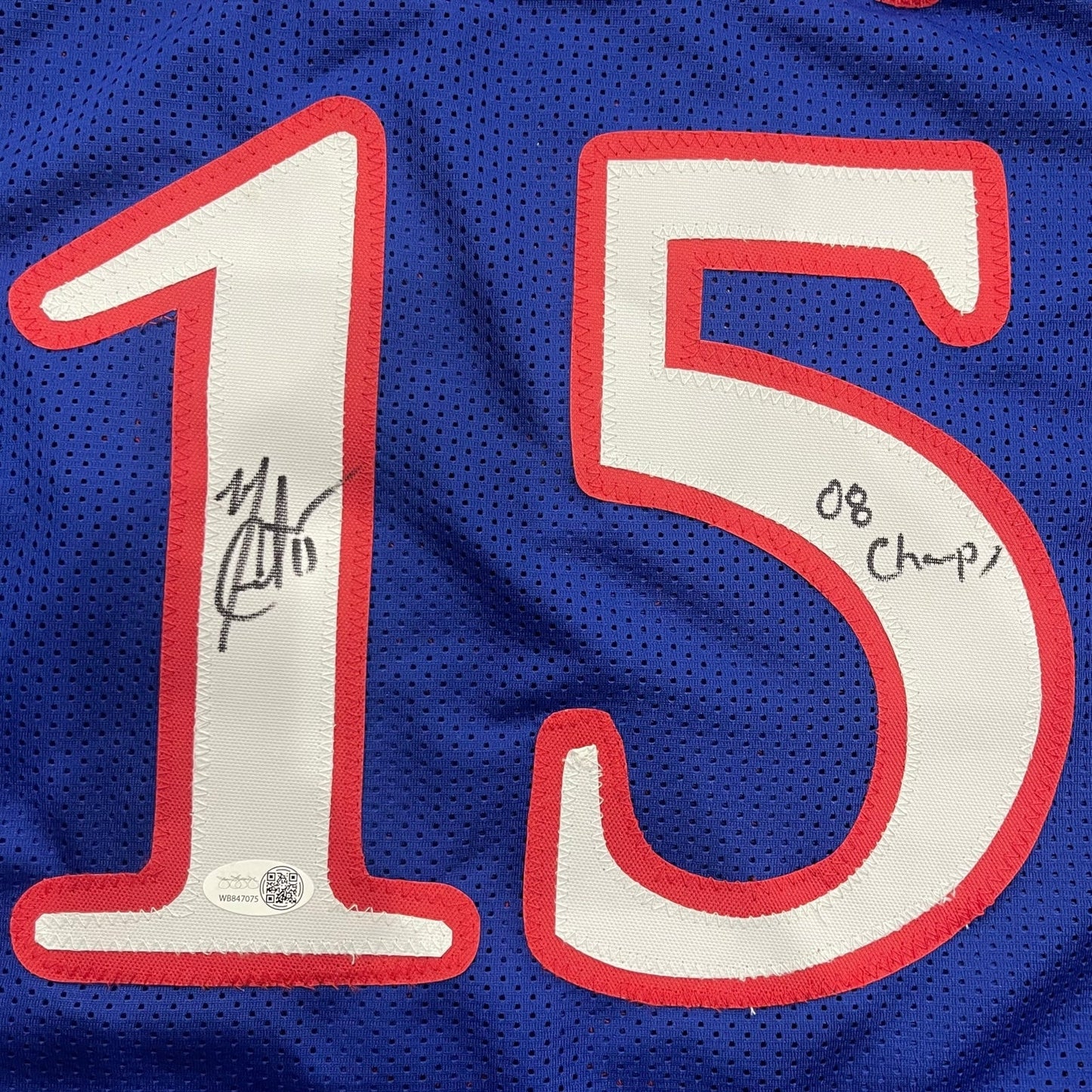 Mario Chalmers Autographed Kansas Jayhawks (Blue #15) Custom Jersey w/ "08 Champs" - JSA