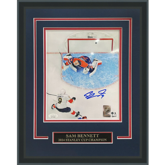 Sam Bennett Autographed Florida Panthers (Stanley Cup Goal) Deluxe Framed 8x10 Photo - JSA