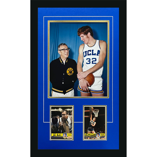John Wooden And Bill Walton Autographed UCLA Bruins Deluxe Framed 11x14 Photo Postcard Piece