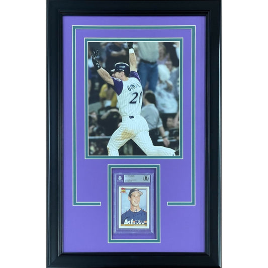 Luis Gonzalez Autographed Rookie Card Deluxe Framed with Arizona Diamondbacks 8x10 Photo - Beckett