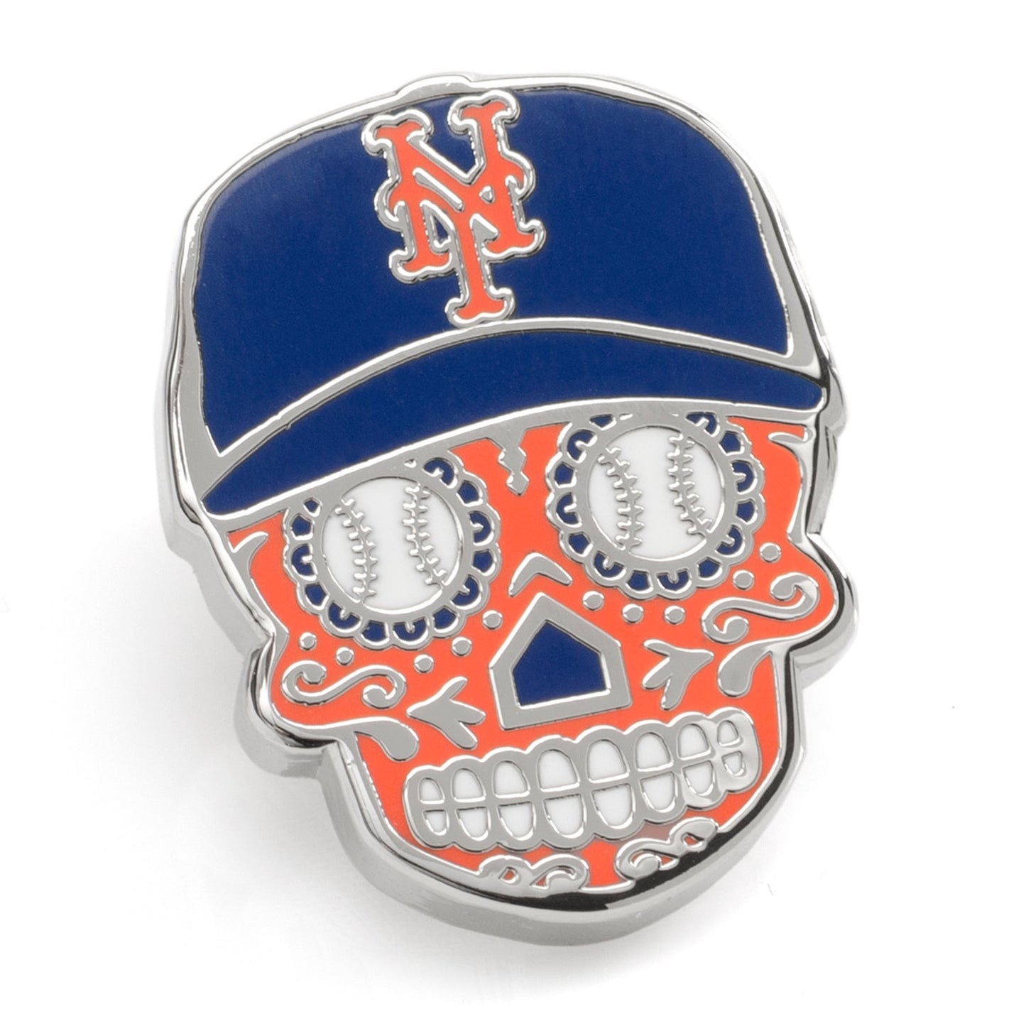 MLB New York Mets Sugar Skull Cufflinks & Lapel Pin Gift Set