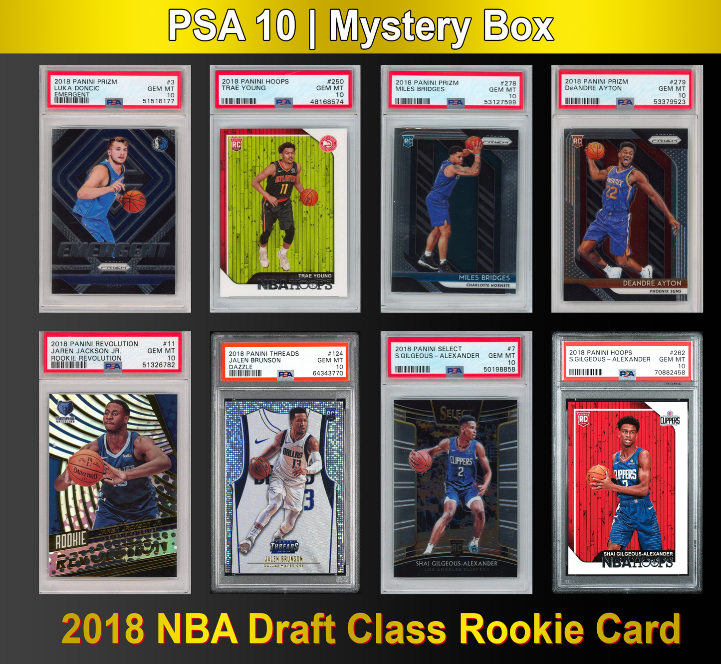 PSA 10 Graded 2018 NBA Draft Class Rookie Basketball Card Mystery Box