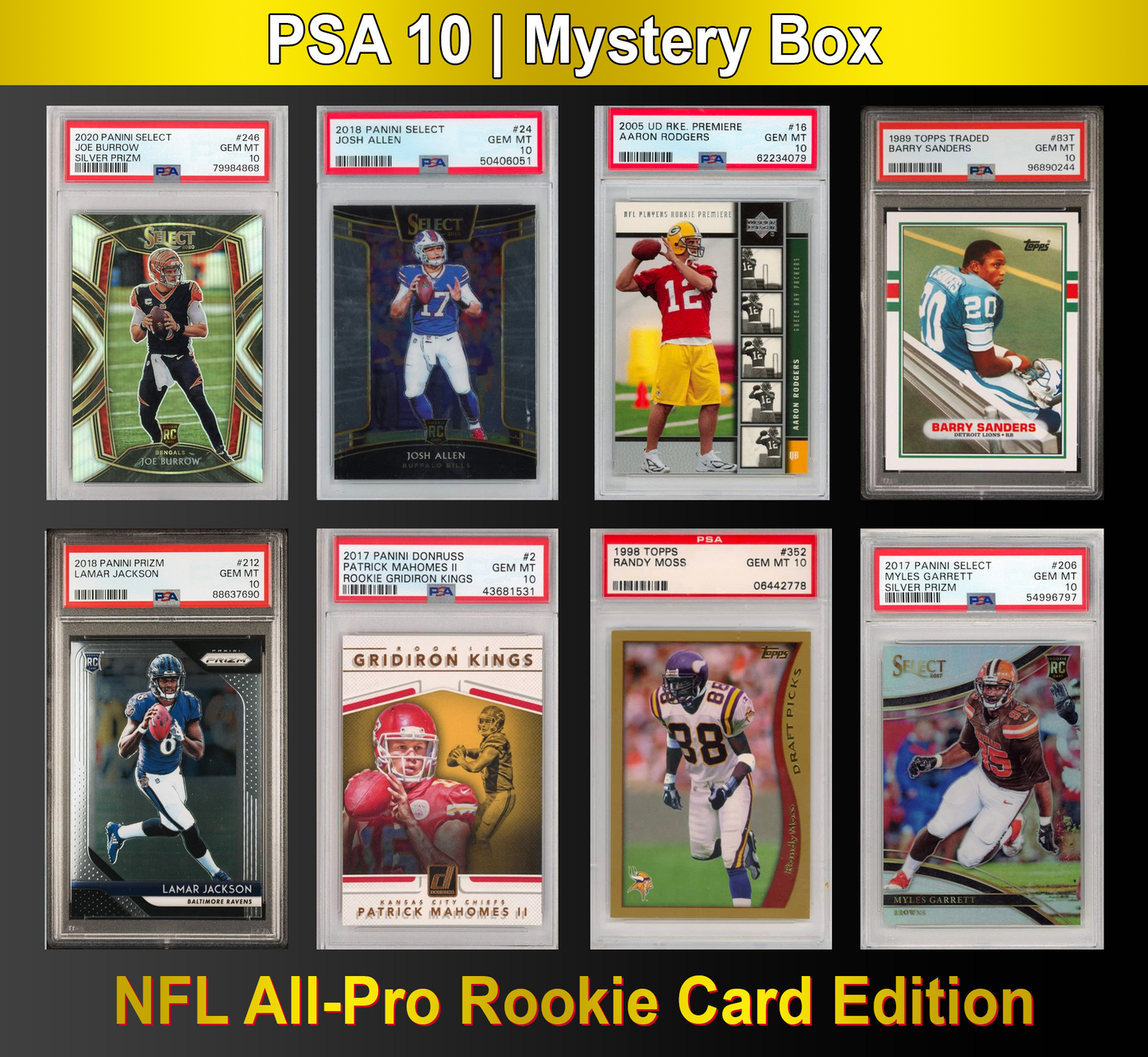 PSA 10 Graded NFL All-PRO Football Rookie Card Mystery Box