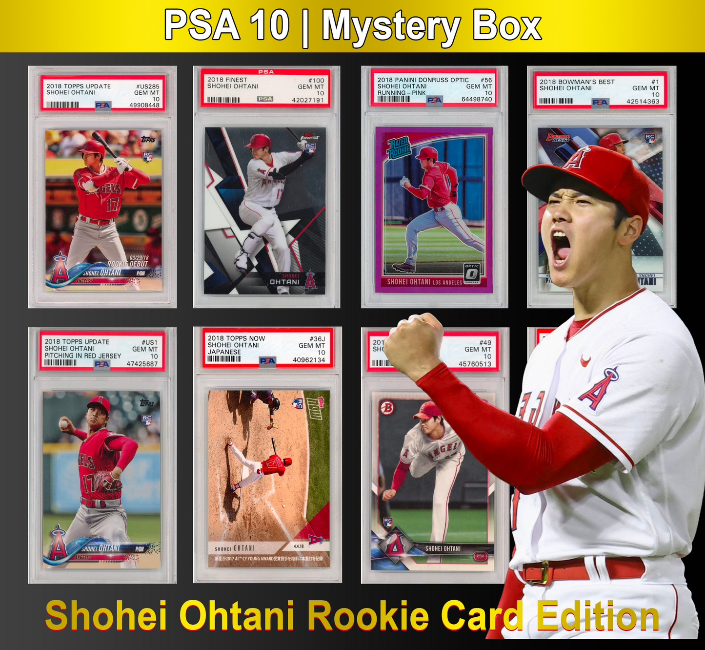 PSA 10 Graded Rookie Baseball Card Mystery Box - Shohei Ohtani