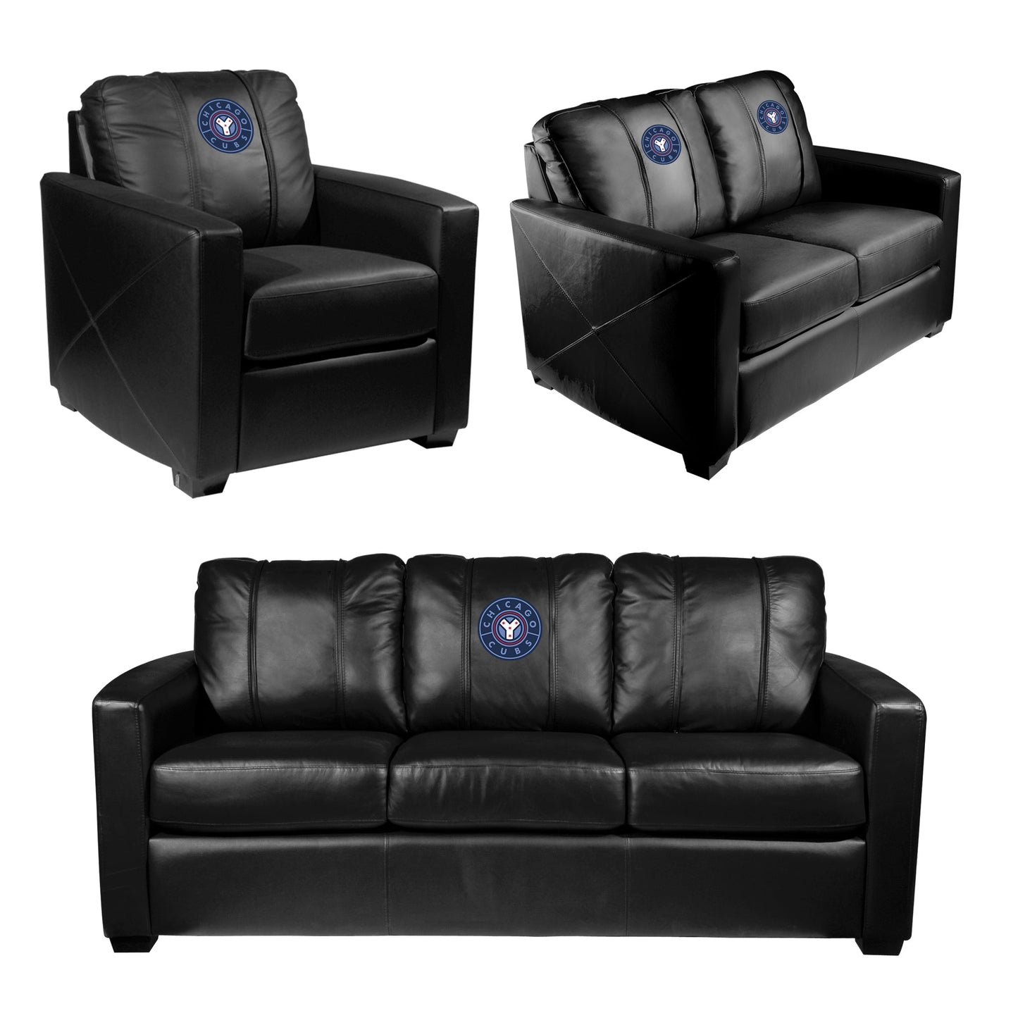 Silver Club Chair with Chicago Cubs City Connect Secondary Logo