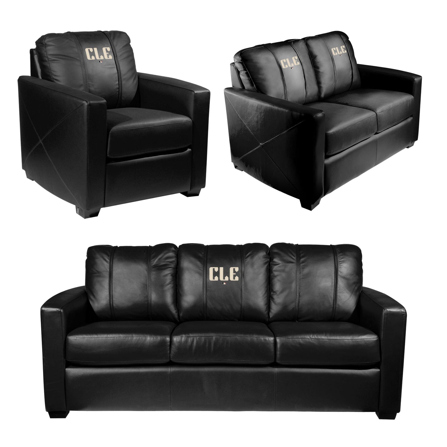Silver Loveseat with Cleveland Guardians City Connect CLE Logo