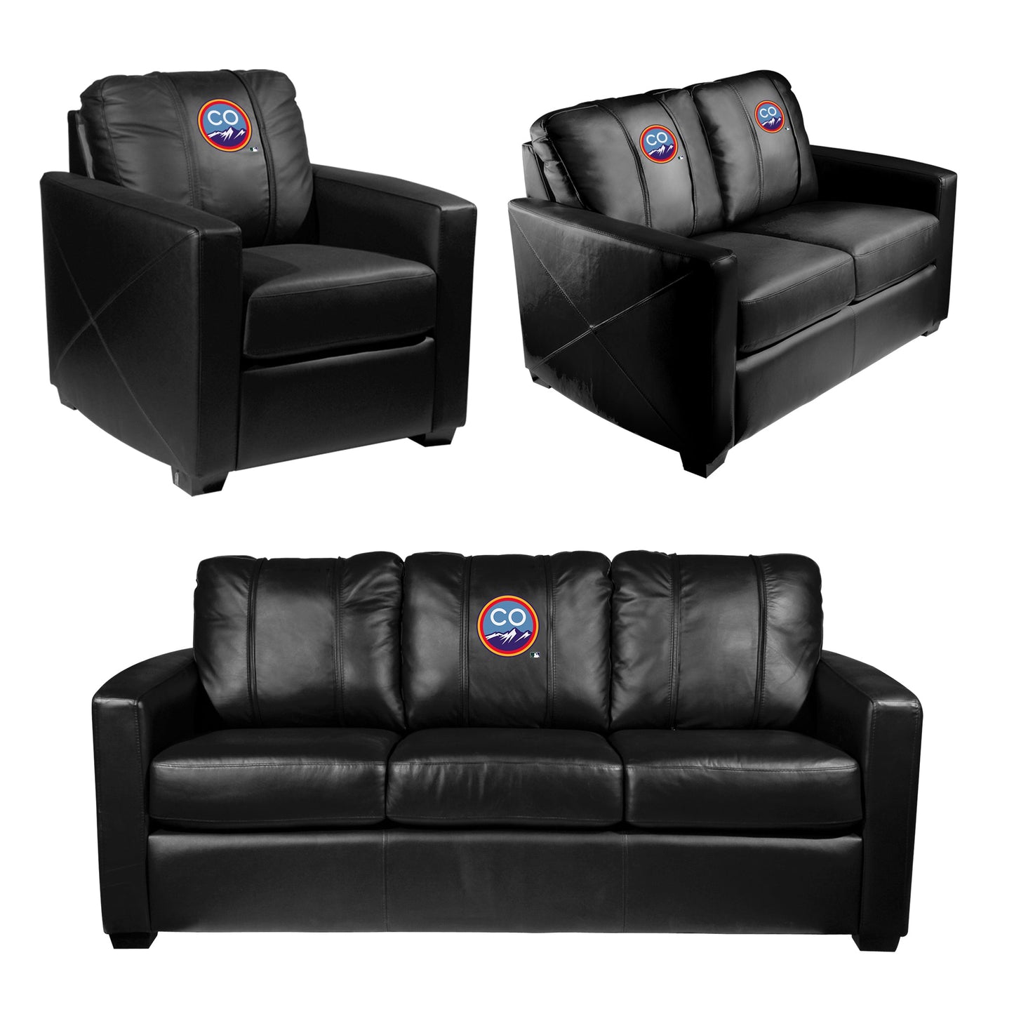 Silver Loveseat with Colorado Rockies City Connect Logo