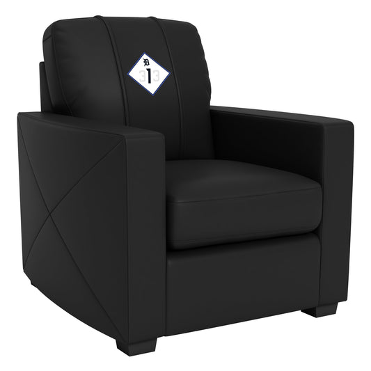 Silver Club Chair with Detroit Tigers City Connect 313 Logo