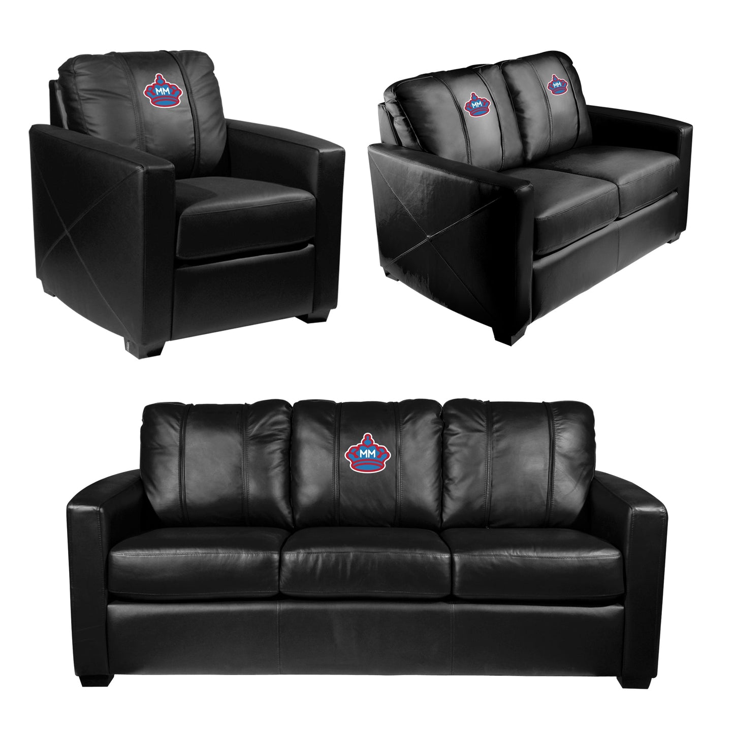 Silver Sofa with Miami Marlins City Connect Primary Logo