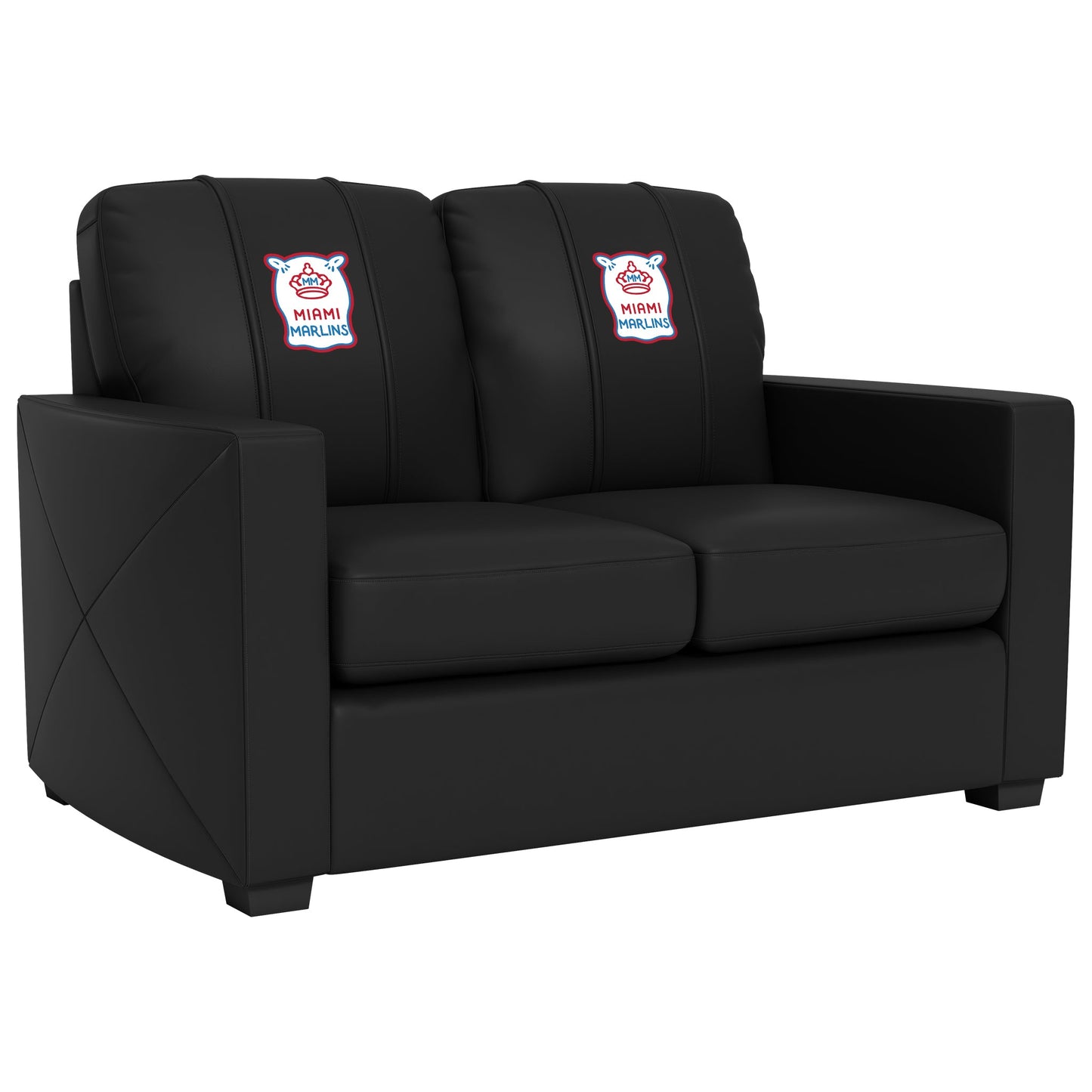 Silver Loveseat with Miami Marlins City Connect Secondary Logo