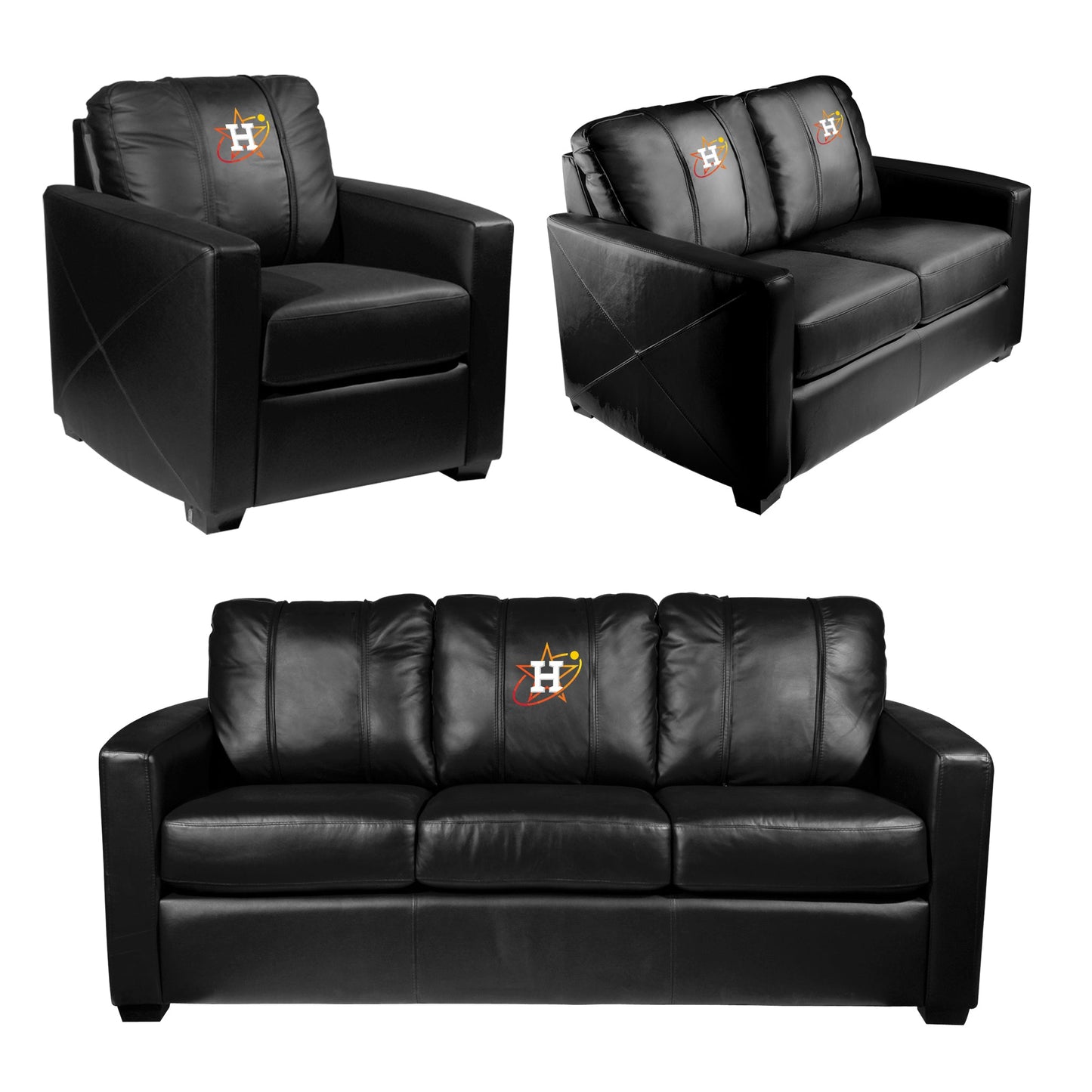 Silver Loveseat with Houston Astros City Connect Primary Logo