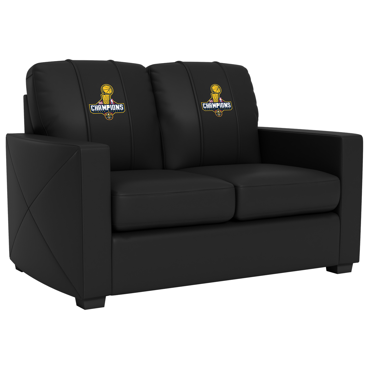 Silver Loveseat with Denver Nuggets 2023 Championship Logo