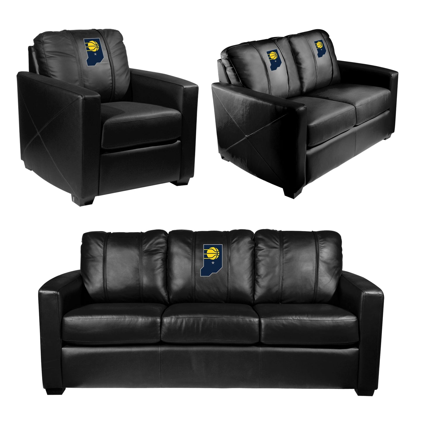 Silver Loveseat with Indiana Pacers Secondary Logo