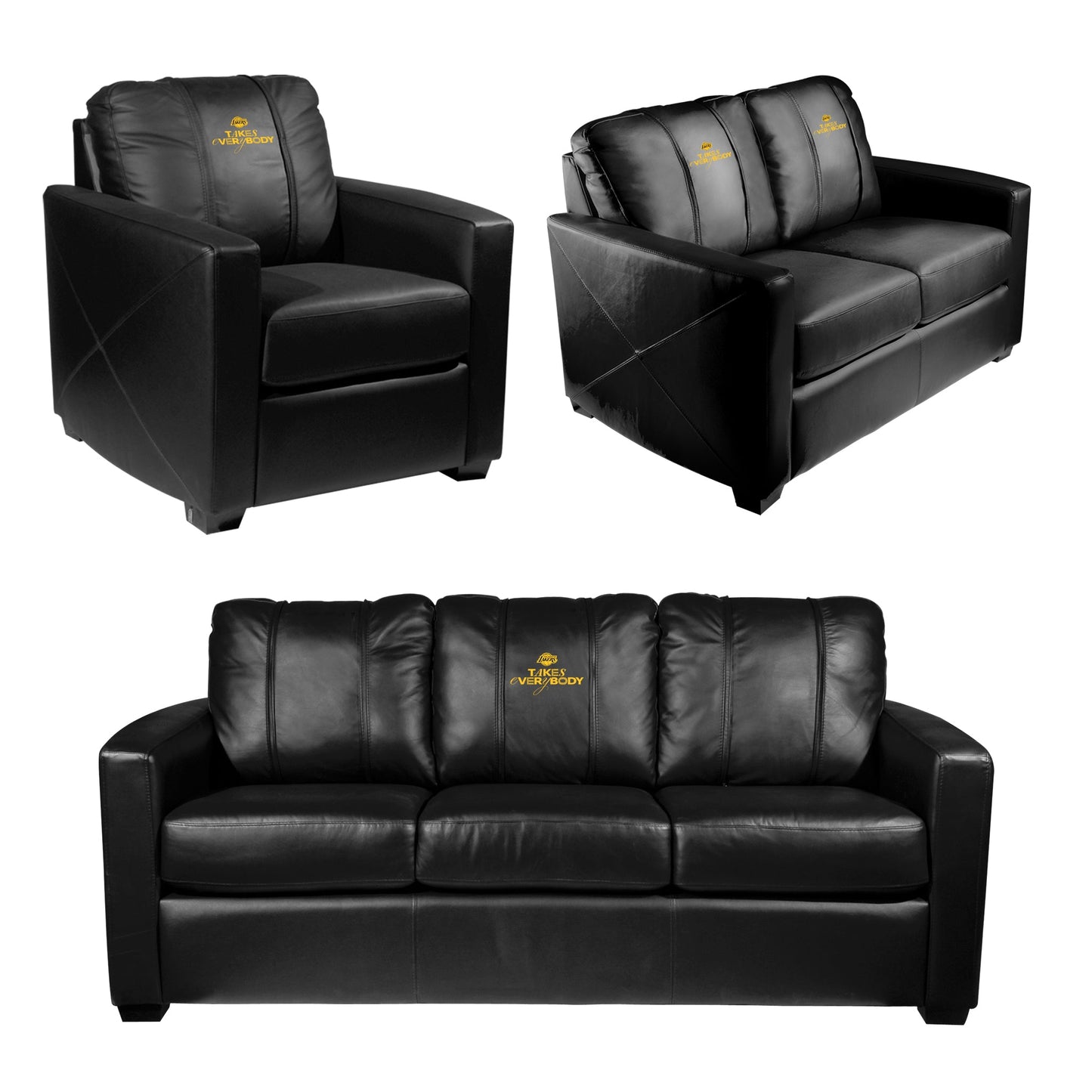 Silver Loveseat with Los Angeles Lakers Takes Everybody Playoffs Logo