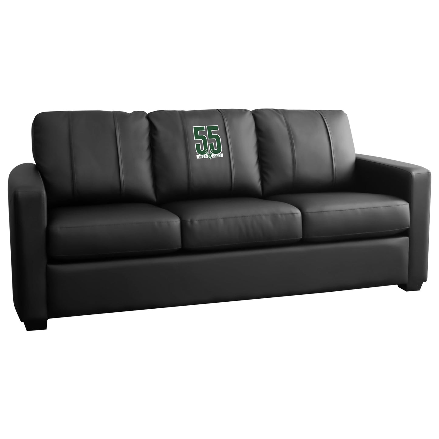 Silver Sofa with Milwaukee Bucks Team Commemorative Logo