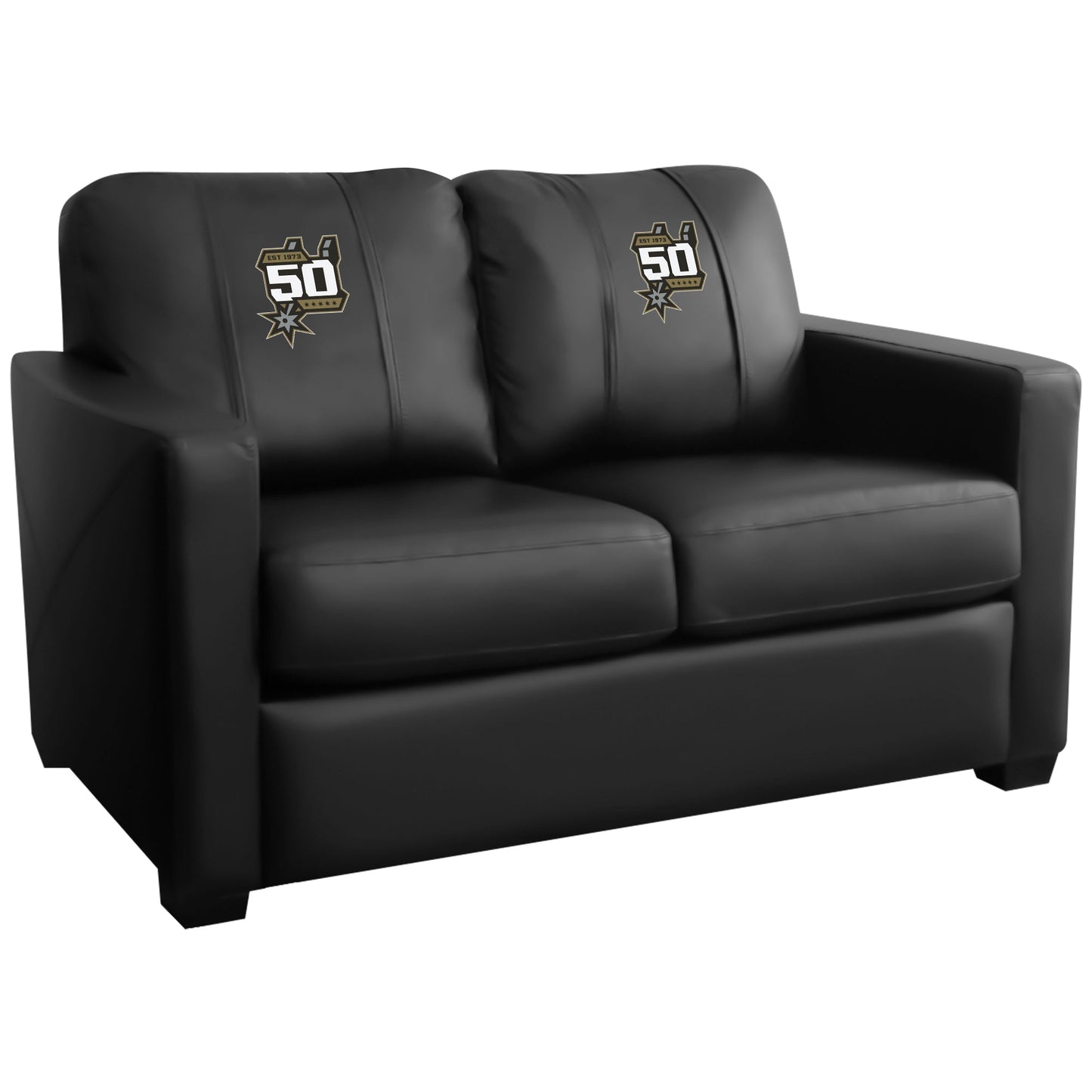 Silver Loveseat with San Antonio Spurs Team Commemorative Logo