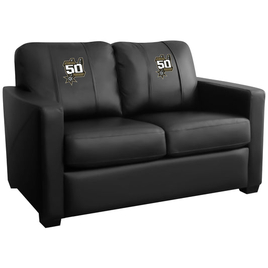 Silver Loveseat with San Antonio Spurs Team Commemorative Logo